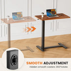 Adjustable Mobile L-Shaped Desk with Lockable Casters - White/Brown