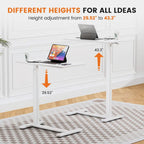 Adjustable Mobile L-Shaped Desk with Lockable Casters - White/Brown