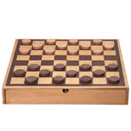 American Art Decor Wood Chess & Checkers Board Game Set with Drawer Tabletop Decor - 2.5 H x 16 L x 16 D