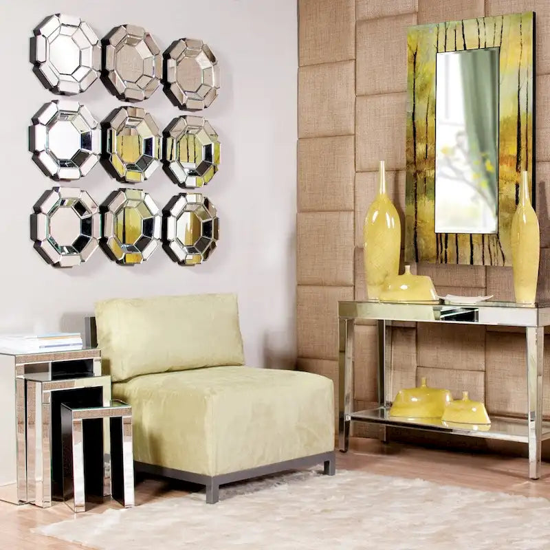 Allan Andrews Mirrored Console Table with Bottom Shelf