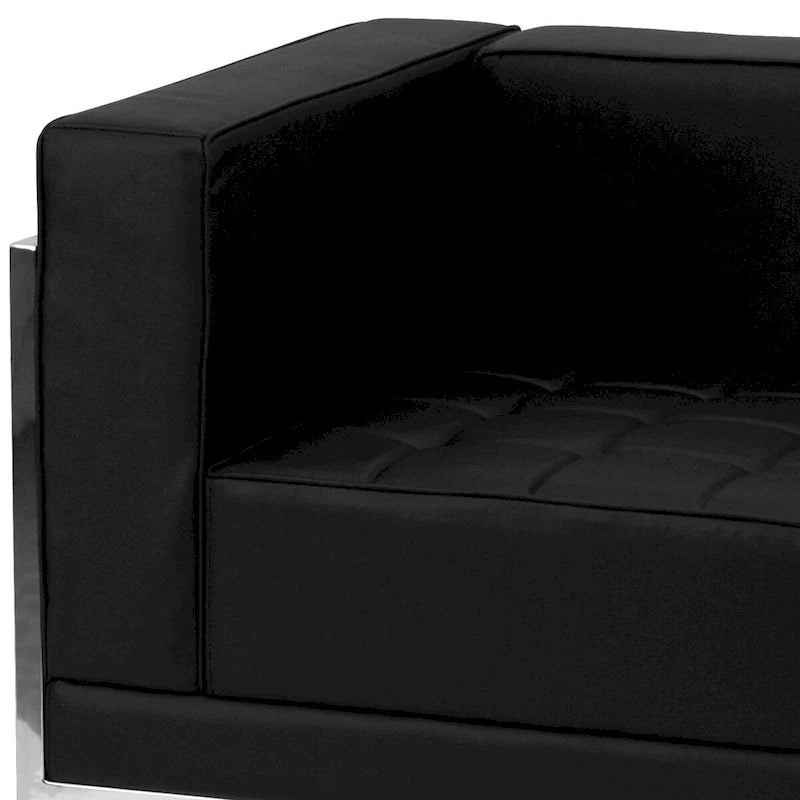 9 Piece LeatherSoft Modular Sectional Configuration - Stainless Steel Legs - 140.5W x 28.75 - 140.5D x 27.5H