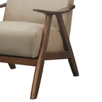 Fabric Upholstered Accent Chair with Curved Armrests, Light Brown