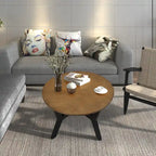 Mid Century Circle Wooden Coffee Table for Living Room Farmhouse