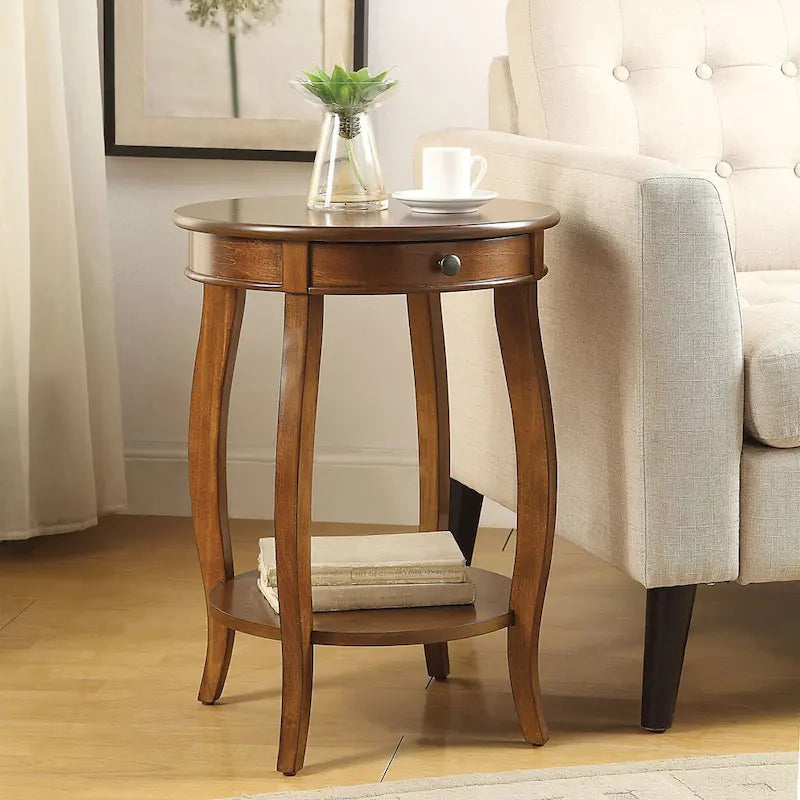 Walnut & Black End Tables by CUSchoice - 18Dia X 24H