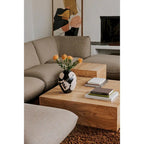 Macari Modern Natural Burl Wood Side Table - 18W x 18D x 16H