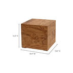 Macari Modern Natural Burl Wood Side Table - 18W x 18D x 16H