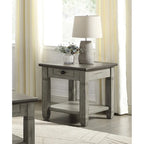Antique Finish 1pc End Table with Drawer Bottom Shelf Wooden Side Table
