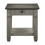 Antique Finish 1pc End Table with Drawer Bottom Shelf Wooden Side Table