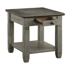 Antique Finish 1pc End Table with Drawer Bottom Shelf Wooden Side Table