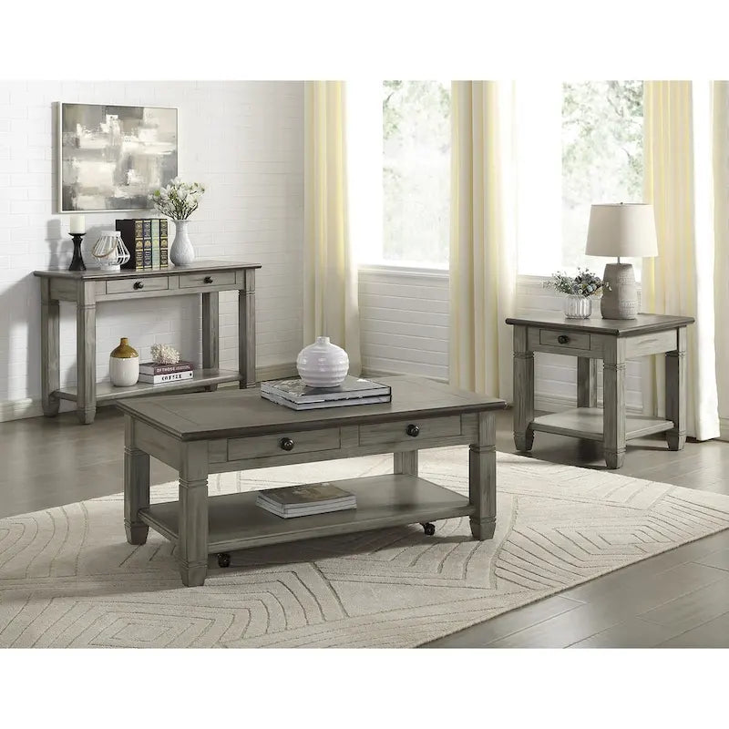 Antique Finish 1pc End Table with Drawer Bottom Shelf Wooden Side Table