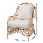 Florence Bohemian Ivory Braided Rattan Arm Chair