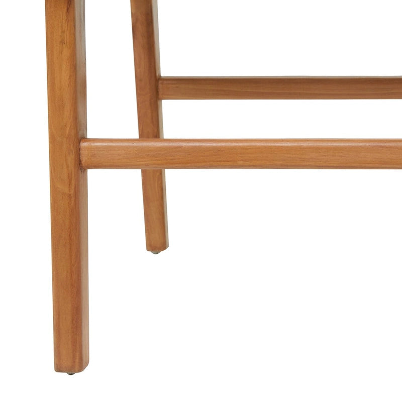 Woven Leather Dining Chairs with Teak Wood Frame - Set of 2