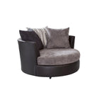 Black & Charcoal Gray Swivel Barrel Chair - 2 Person Oversized