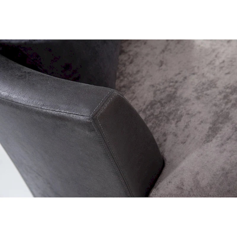 Black & Charcoal Gray Swivel Barrel Chair - 2 Person Oversized