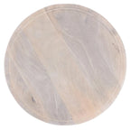 Side End Table, 18 Inch Round Top, Pedestal Base, Oak White Mango Wood