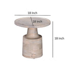 Side End Table, 18 Inch Round Top, Pedestal Base, Oak White Mango Wood
