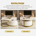 Modern Round Nesting Coffee Table Fluted with Drawer