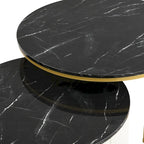 Modern Round Nesting Coffee Table Fluted with Drawer