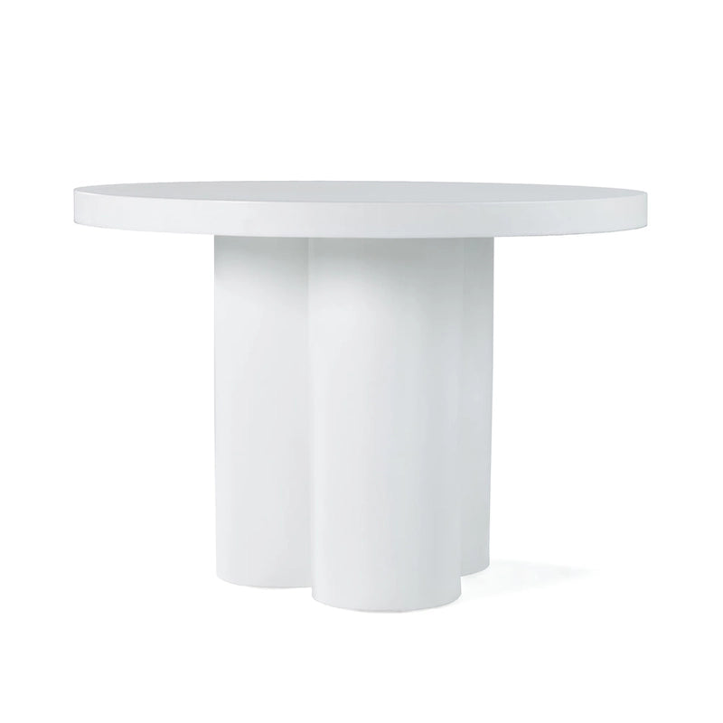 White Concrete Round End Table - Modern 3-Leg Design