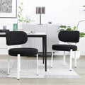 XINMICS Upholstered Modern Boucle Dining Room Chairs with White Metal Legs