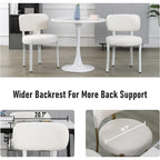 XINMICS Upholstered Modern Boucle Dining Room Chairs with White Metal Legs