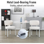XINMICS Upholstered Modern Boucle Dining Room Chairs with White Metal Legs