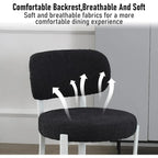 XINMICS Upholstered Modern Boucle Dining Room Chairs with White Metal Legs