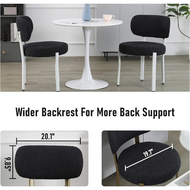 XINMICS Upholstered Modern Boucle Dining Room Chairs with White Metal Legs