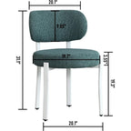 XINMICS Upholstered Modern Boucle Dining Room Chairs with White Metal Legs