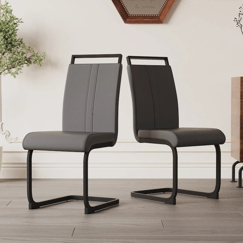 Modern Dining Chairs,PU Faux Leather High Back Upholstered Side Chair with C-shaped Tube.Metal Legs(Set of 4)
