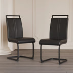 Modern Dining Chairs,PU Faux Leather High Back Upholstered Side Chair with C-shaped Tube.Metal Legs(Set of 4)