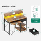 40 Inch Office Desk with Power Outlets