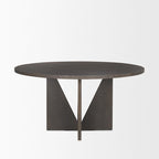 Tarro 60 Round Textured Espresso Wood w/ Geometrical Base Dining Table - 60.0L x 60.0W x 30.0H