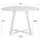 5-Piece Round Dining Set, Trestle Dining Table with 4 Boucle Chairs
