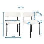 5-Piece Round Dining Set, Trestle Dining Table with 4 Boucle Chairs