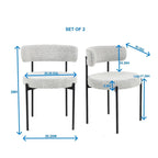 5-Piece Round Dining Set, Trestle Dining Table with 4 Boucle Chairs