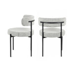 5-Piece Round Dining Set, Trestle Dining Table with 4 Boucle Chairs