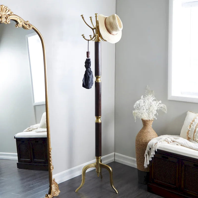 Aluminum Metal Coat Rack - Silver or Gold - Roche River Decor