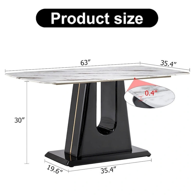 A Modern, Minimalist, and Luxurious Dining Table with a White Imitation Marble Tabletop