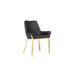 Fuma 23 Inch Dining Accent Chair Set of 2, Tufted, Black Faux Leather, Gold