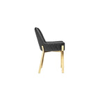Fuma 23 Inch Dining Accent Chair Set of 2, Tufted, Black Faux Leather, Gold