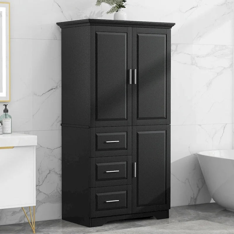 32 in. W x 72 in. H Storage Cabinet with Doors and Three Drawers