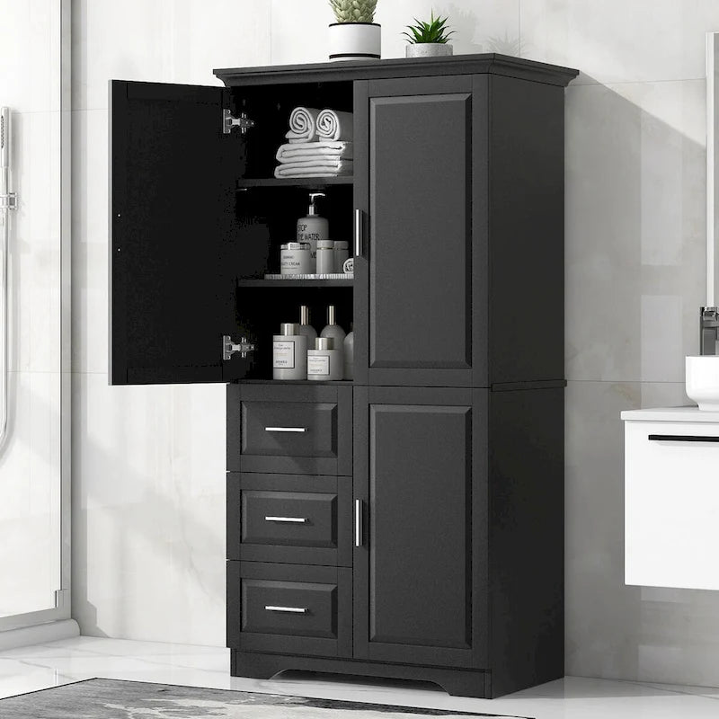 32 in. W x 72 in. H Storage Cabinet with Doors and Three Drawers