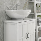 Bathroom Wood Pedestal Sink Cabinet with Adjustable Shelf (No Sink)