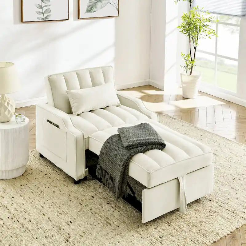 Velvet Pull Out Armchair