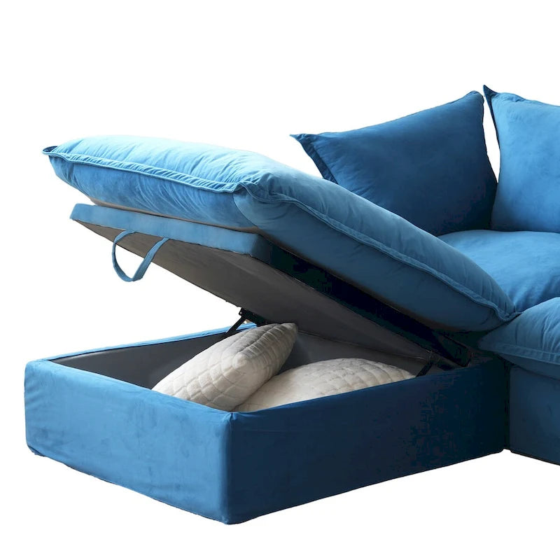 Modular Sectional Sofa Couches, 82.66 Velvet Loveseat Sofa with Ottoman