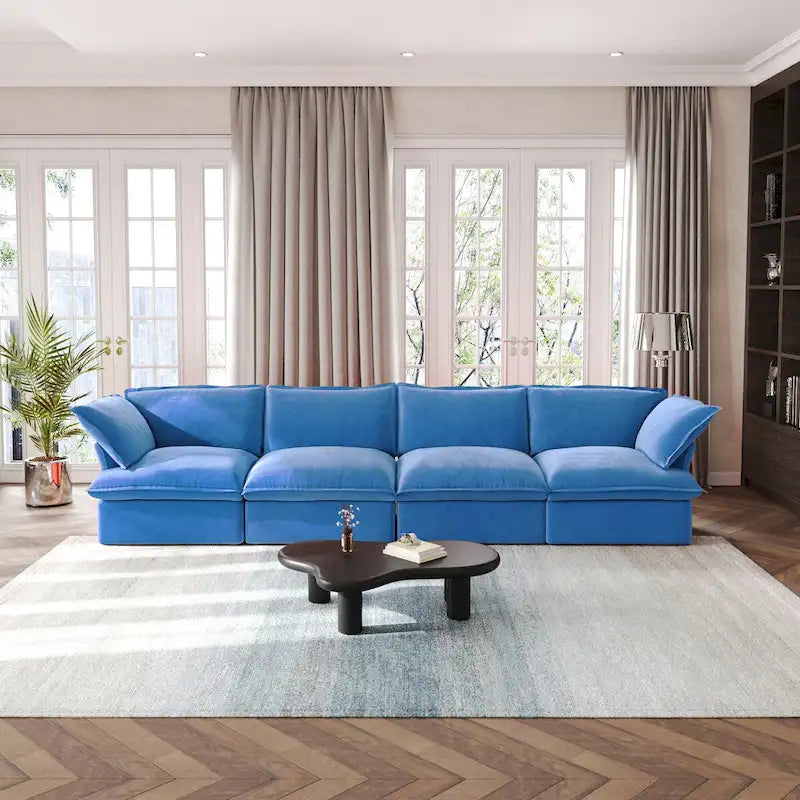 Modular Sectional Sofa Couch, 162.98 Velvet 4 Seater Sofa, Sofa Couch for Living Room Apartment