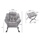 Accent Contemporary Lounge Chair, Single Steel Frame Sofa Chair with Armrests and A Side Pocket,with ottoman,with footrest