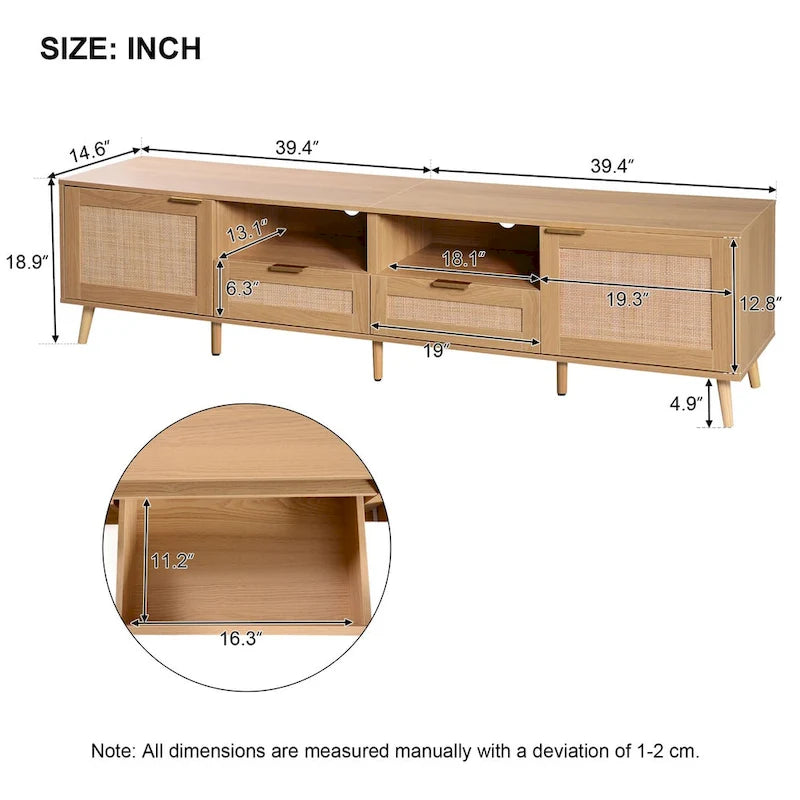 Rattan TV Stand for TVs up to 85