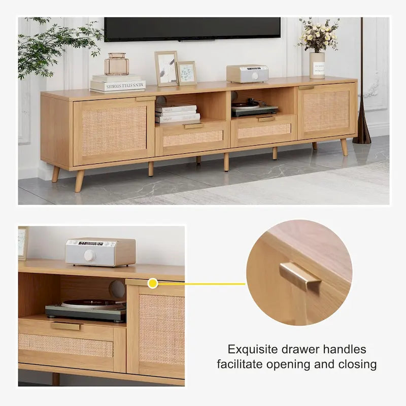 Rattan TV Stand for TVs up to 85